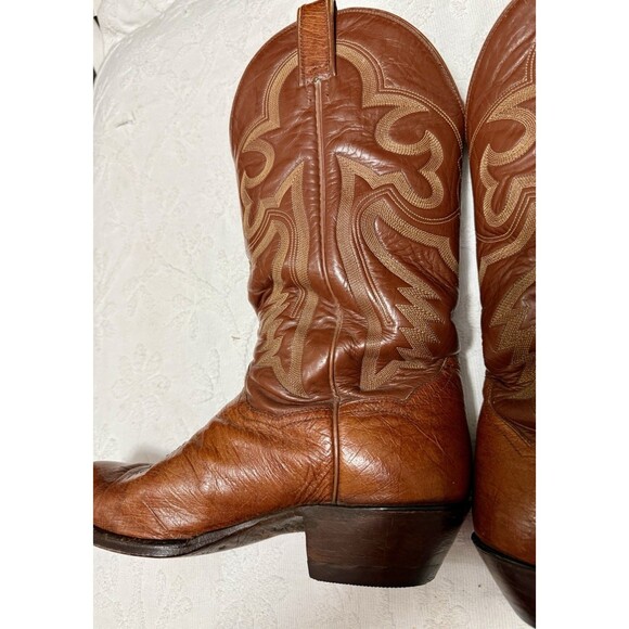 VTG 90s Panhandle Slim Cowboy Boots 8.5D Brown Worn Patina Western USA main image 14